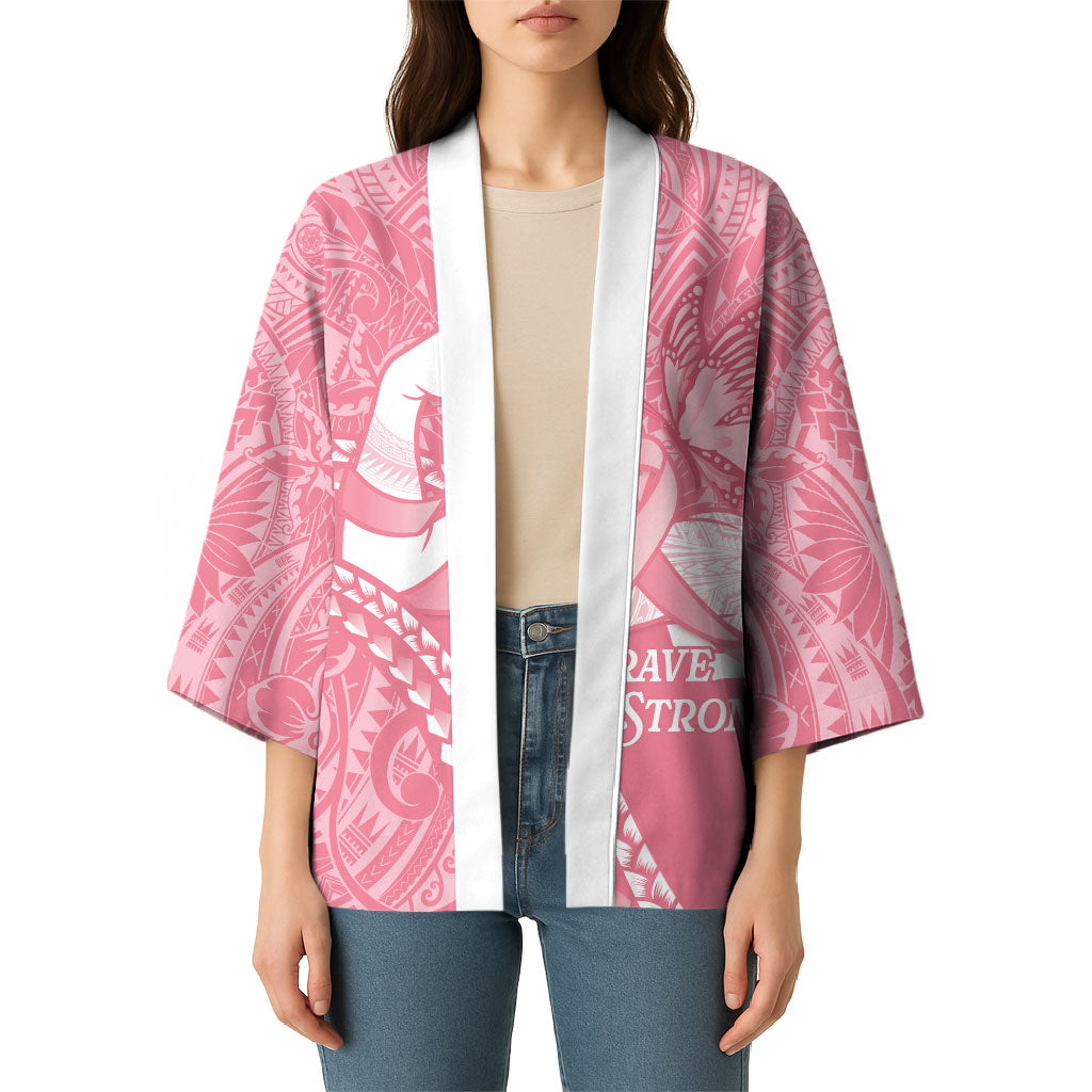 Personalised Polynesia Breast Cancer Awareness Kimono Brave Strong Butterfly Pink Ribbon