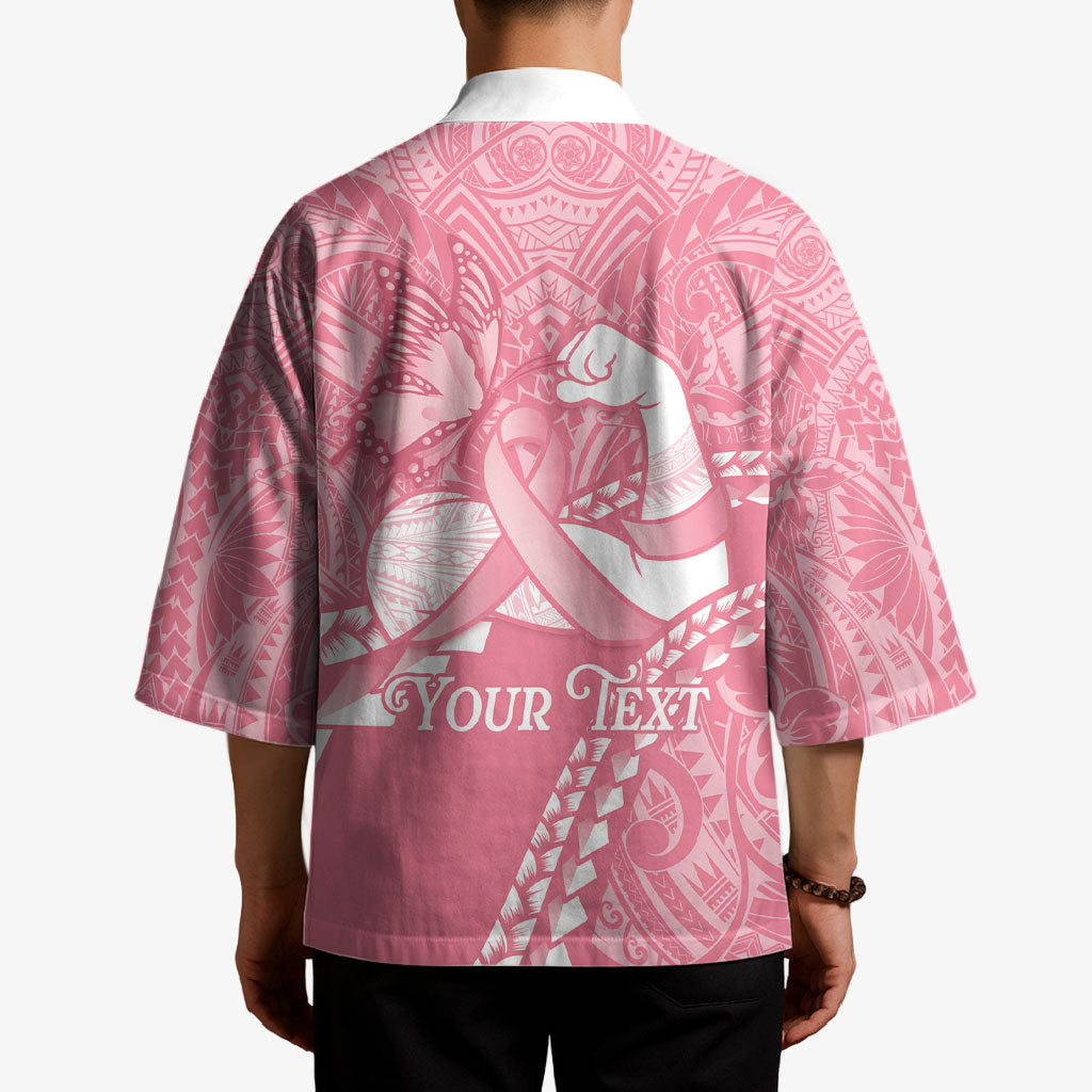 Personalised Polynesia Breast Cancer Awareness Kimono Brave Strong Butterfly Pink Ribbon
