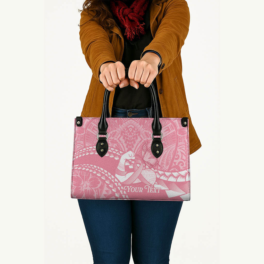 Personalised Polynesia Breast Cancer Awareness Leather Bag Brave Strong Butterfly Pink Ribbon