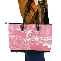 Personalised Polynesia Breast Cancer Awareness Leather Tote Bag Brave Strong Butterfly Pink Ribbon LT14 - Polynesian Pride