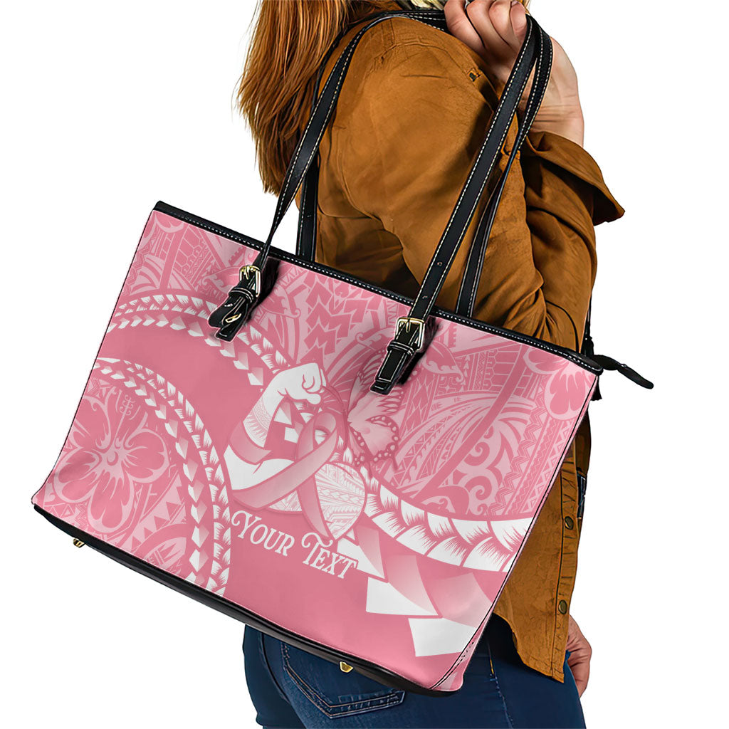 Personalised Polynesia Breast Cancer Awareness Leather Tote Bag Brave Strong Butterfly Pink Ribbon LT14 - Polynesian Pride