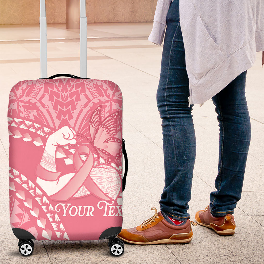 Personalised Polynesia Breast Cancer Awareness Luggage Cover Brave Strong Butterfly Pink Ribbon LT14 Pink - Polynesian Pride