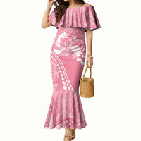 Personalised Polynesia Breast Cancer Awareness Mermaid Dress Brave Strong Butterfly Pink Ribbon LT14 Women Pink - Polynesian Pride