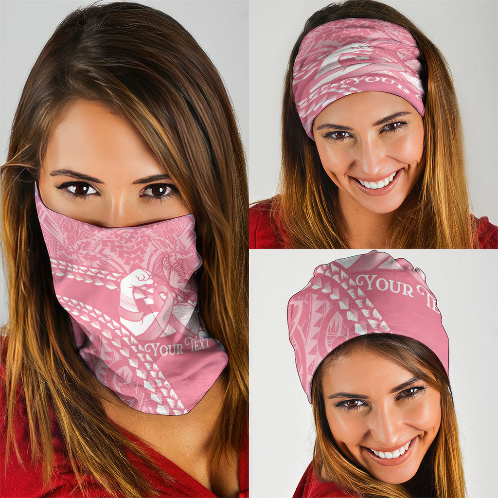 Personalised Polynesia Breast Cancer Awareness Neck Gaiter Brave Strong Butterfly Pink Ribbon