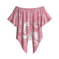 Personalised Polynesia Breast Cancer Awareness Off Shoulder Wrap Waist Top Brave Strong Butterfly Pink Ribbon