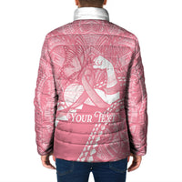 Personalised Polynesia Breast Cancer Awareness Padded Jacket Brave Strong Butterfly Pink Ribbon