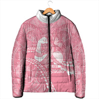 Personalised Polynesia Breast Cancer Awareness Padded Jacket Brave Strong Butterfly Pink Ribbon