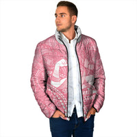 Personalised Polynesia Breast Cancer Awareness Padded Jacket Brave Strong Butterfly Pink Ribbon