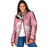 Personalised Polynesia Breast Cancer Awareness Padded Jacket Brave Strong Butterfly Pink Ribbon