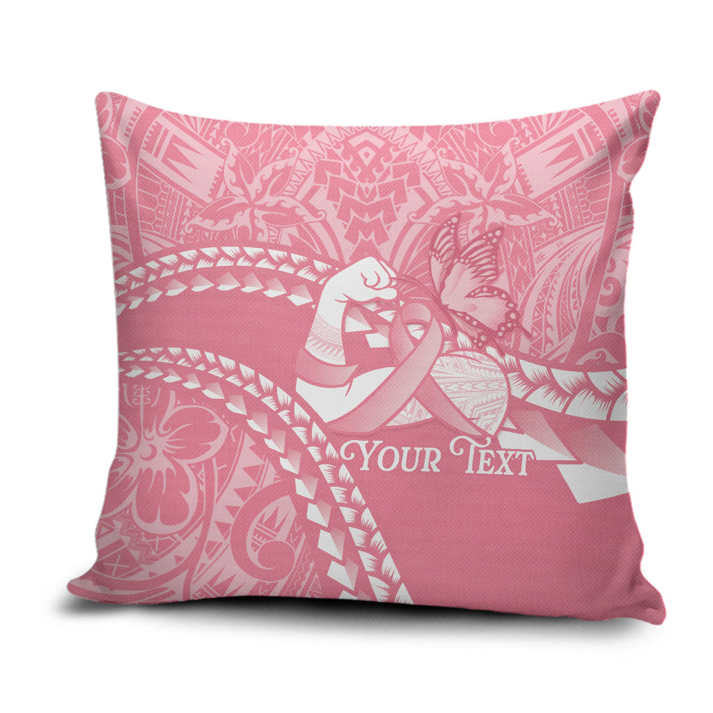 Personalised Polynesia Breast Cancer Awareness Pillow Cover Brave Strong Butterfly Pink Ribbon
