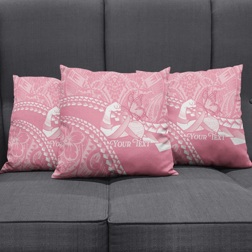 Personalised Polynesia Breast Cancer Awareness Pillow Cover Brave Strong Butterfly Pink Ribbon