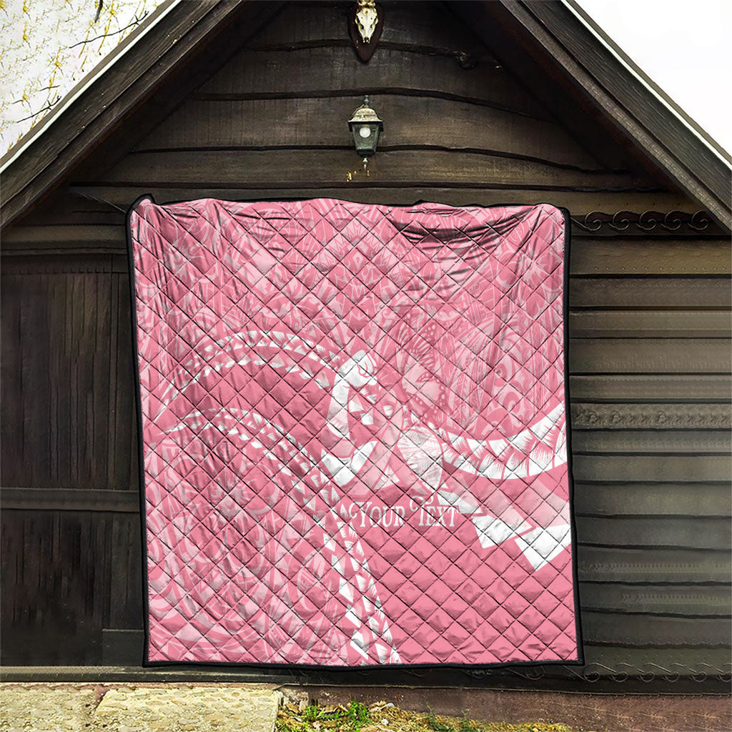 Personalised Polynesia Breast Cancer Awareness Quilt Brave Strong Butterfly Pink Ribbon LT14 - Polynesian Pride