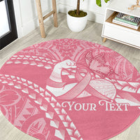 Personalised Polynesia Breast Cancer Awareness Round Carpet Brave Strong Butterfly Pink Ribbon LT14 Pink - Polynesian Pride