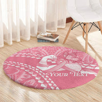 Personalised Polynesia Breast Cancer Awareness Round Carpet Brave Strong Butterfly Pink Ribbon LT14 - Polynesian Pride