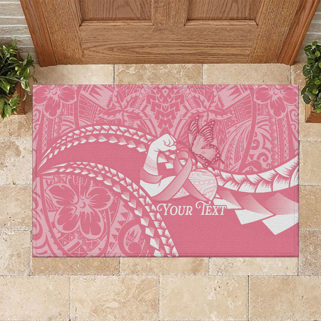 Personalised Polynesia Breast Cancer Awareness Rubber Doormat Brave Strong Butterfly Pink Ribbon LT14 Pink - Polynesian Pride