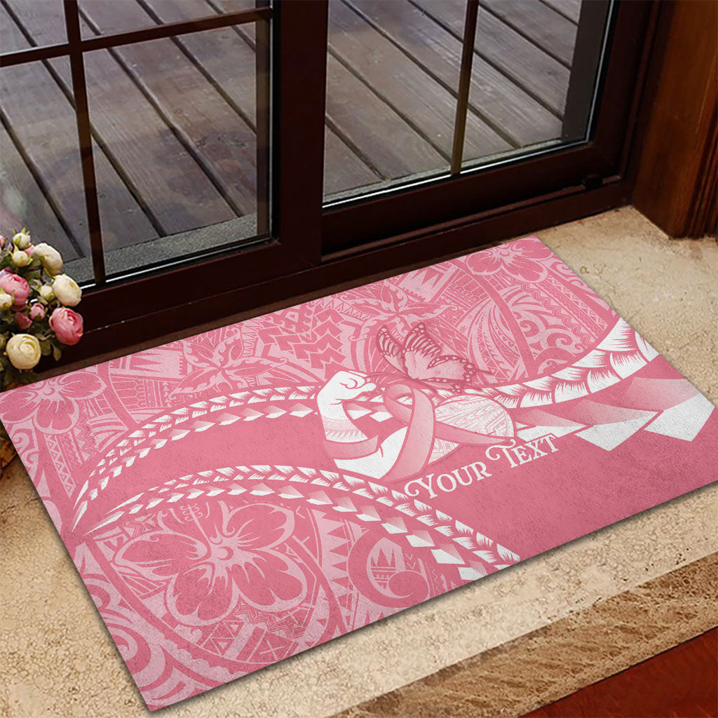 Personalised Polynesia Breast Cancer Awareness Rubber Doormat Brave Strong Butterfly Pink Ribbon LT14 - Polynesian Pride