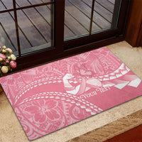Personalised Polynesia Breast Cancer Awareness Rubber Doormat Brave Strong Butterfly Pink Ribbon LT14 - Polynesian Pride