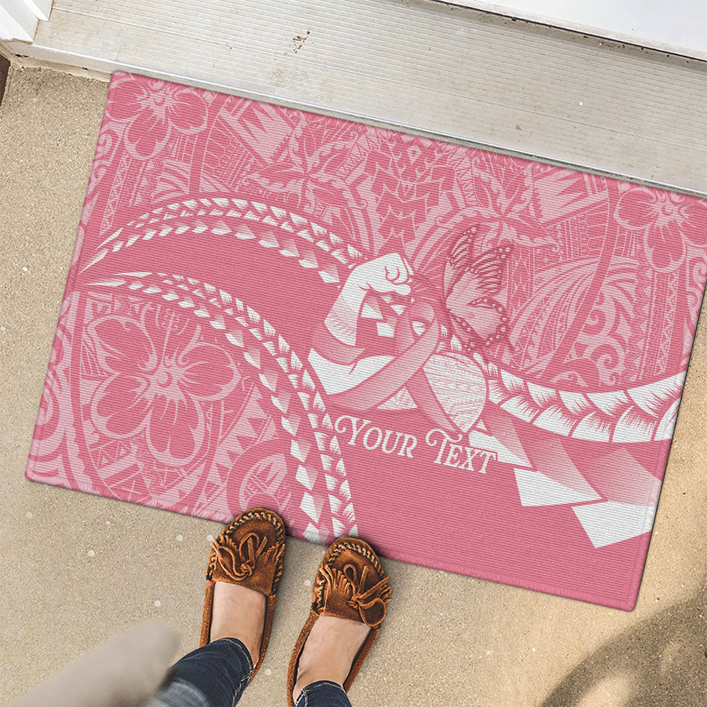 Personalised Polynesia Breast Cancer Awareness Rubber Doormat Brave Strong Butterfly Pink Ribbon LT14 - Polynesian Pride