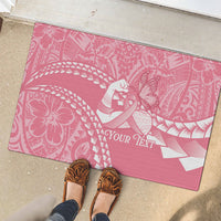 Personalised Polynesia Breast Cancer Awareness Rubber Doormat Brave Strong Butterfly Pink Ribbon LT14 - Polynesian Pride
