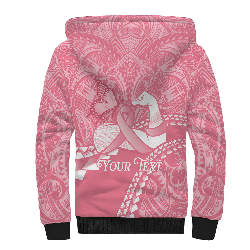 Personalised Polynesia Breast Cancer Awareness Sherpa Hoodie Brave Strong Butterfly Pink Ribbon LT14 - Polynesian Pride