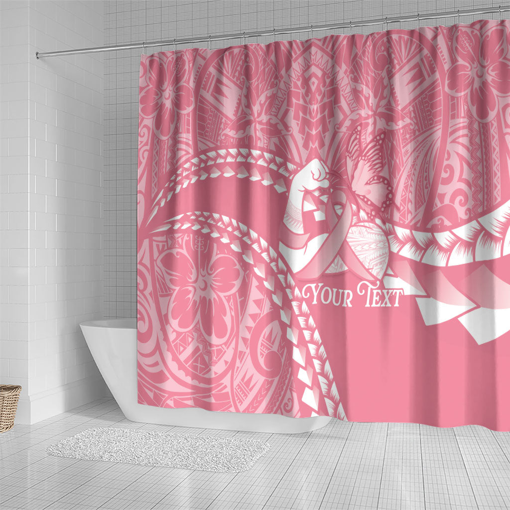 Personalised Polynesia Breast Cancer Awareness Shower Curtain Brave Strong Butterfly Pink Ribbon LT14 - Polynesian Pride