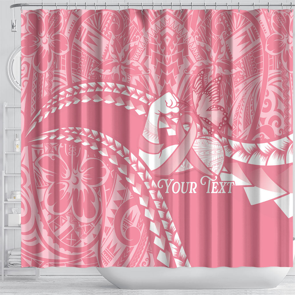 Personalised Polynesia Breast Cancer Awareness Shower Curtain Brave Strong Butterfly Pink Ribbon LT14 - Polynesian Pride