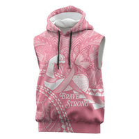 Personalised Polynesia Breast Cancer Awareness Sleeveless Hoodie Brave Strong Butterfly Pink Ribbon