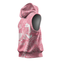 Personalised Polynesia Breast Cancer Awareness Sleeveless Hoodie Brave Strong Butterfly Pink Ribbon
