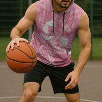 Personalised Polynesia Breast Cancer Awareness Sleeveless Hoodie Brave Strong Butterfly Pink Ribbon