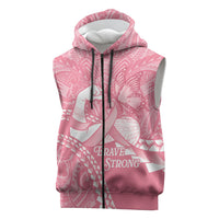 Personalised Polynesia Breast Cancer Awareness Sleeveless Zip Hoodie Brave Strong Butterfly Pink Ribbon