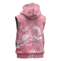 Personalised Polynesia Breast Cancer Awareness Sleeveless Zip Hoodie Brave Strong Butterfly Pink Ribbon