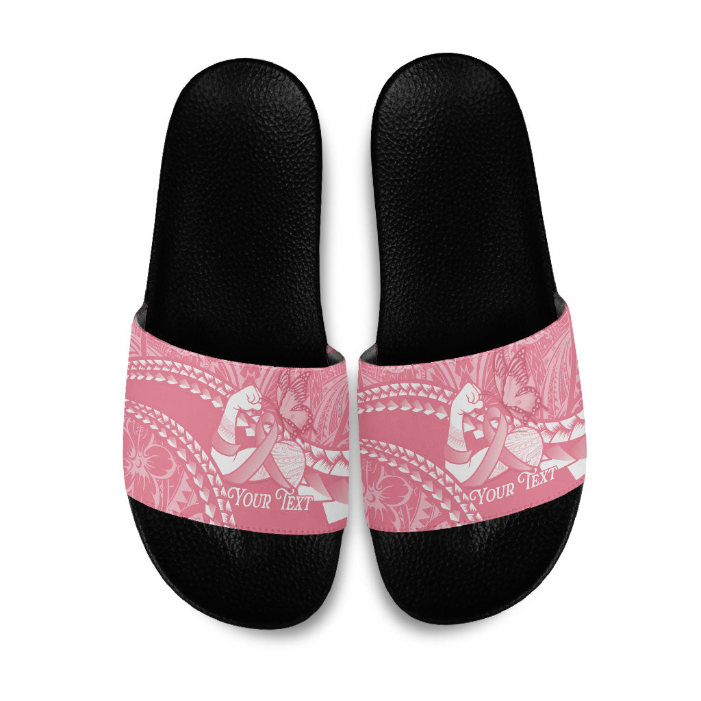 Personalised Polynesia Breast Cancer Awareness Slide Sandals Brave Strong Butterfly Pink Ribbon