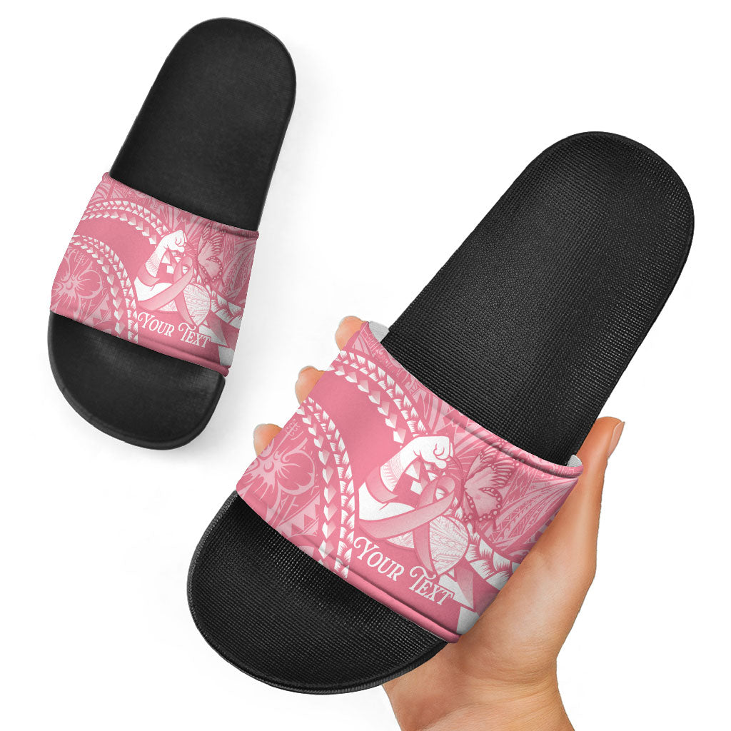 Personalised Polynesia Breast Cancer Awareness Slide Sandals Brave Strong Butterfly Pink Ribbon