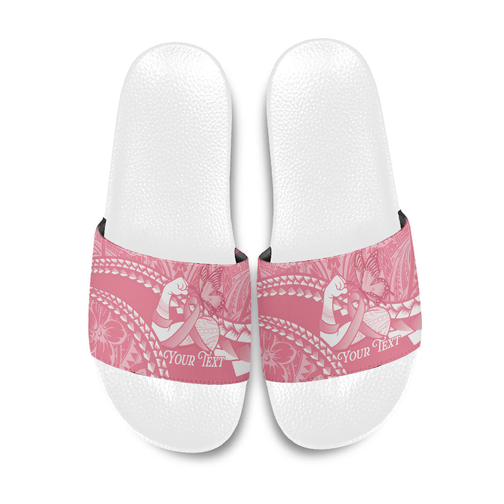 Personalised Polynesia Breast Cancer Awareness Slide Sandals Brave Strong Butterfly Pink Ribbon