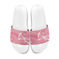 Personalised Polynesia Breast Cancer Awareness Slide Sandals Brave Strong Butterfly Pink Ribbon