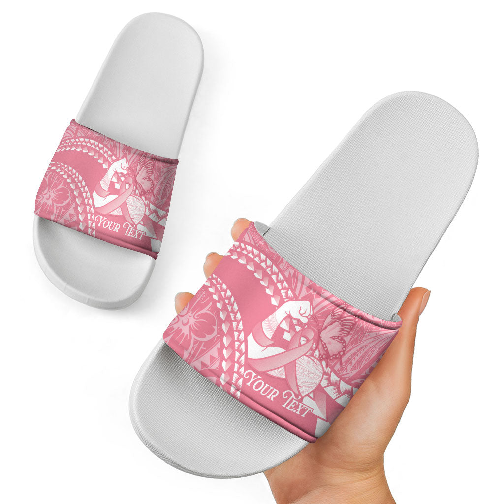 Personalised Polynesia Breast Cancer Awareness Slide Sandals Brave Strong Butterfly Pink Ribbon