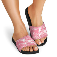 Personalised Polynesia Breast Cancer Awareness Slide Sandals Brave Strong Butterfly Pink Ribbon