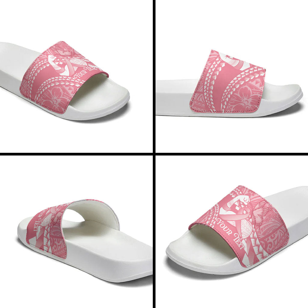 Personalised Polynesia Breast Cancer Awareness Slide Sandals Brave Strong Butterfly Pink Ribbon