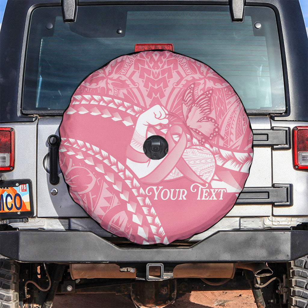 Personalised Polynesia Breast Cancer Awareness Spare Tire Cover Brave Strong Butterfly Pink Ribbon LT14 Pink - Polynesian Pride