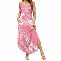 Personalised Polynesia Breast Cancer Awareness Summer Maxi Dress Brave Strong Butterfly Pink Ribbon LT14 Women Pink - Polynesian Pride