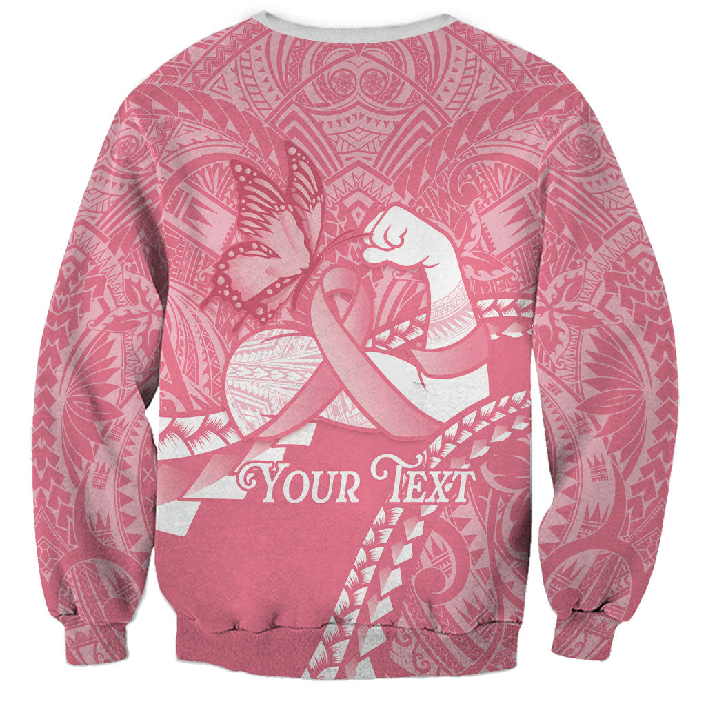 Personalised Polynesia Breast Cancer Awareness Sweatshirt Brave Strong Butterfly Pink Ribbon LT14 - Polynesian Pride