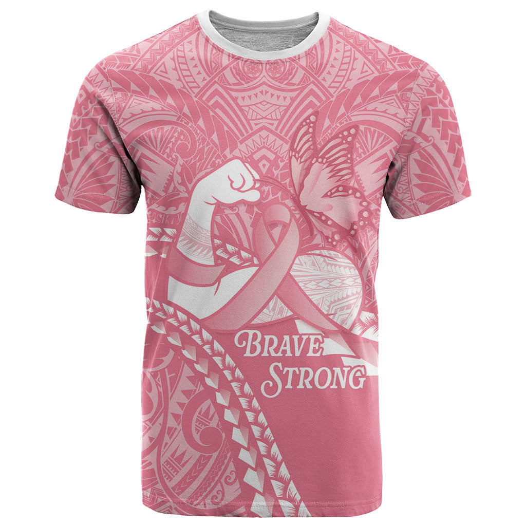 Personalised Polynesia Breast Cancer Awareness T Shirt Brave Strong Butterfly Pink Ribbon LT14 Pink - Polynesian Pride