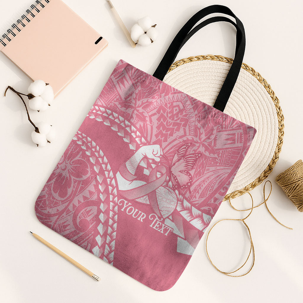 Personalised Polynesia Breast Cancer Awareness Tote Bag Brave Strong Butterfly Pink Ribbon