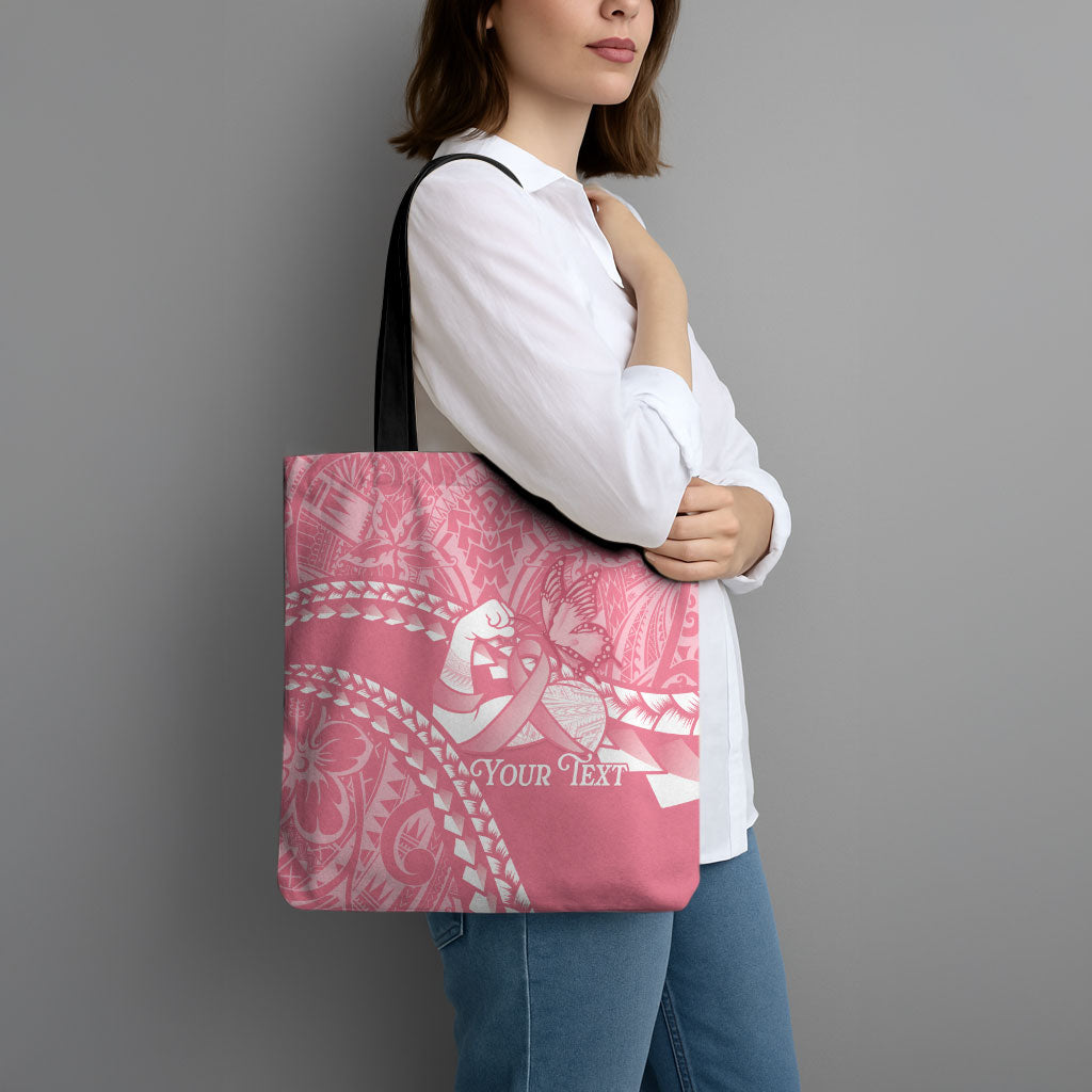 Personalised Polynesia Breast Cancer Awareness Tote Bag Brave Strong Butterfly Pink Ribbon