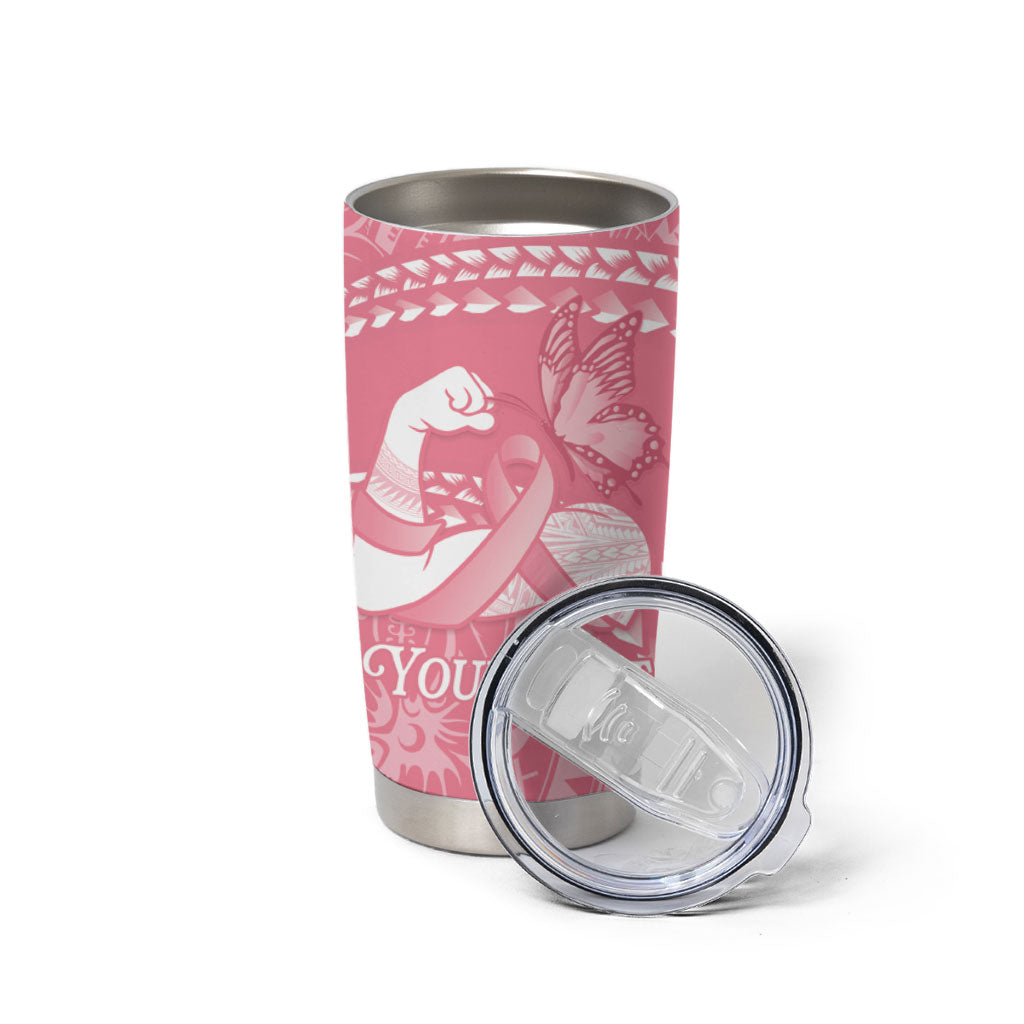 Personalised Polynesia Breast Cancer Awareness Tumbler Cup Brave Strong Butterfly Pink Ribbon LT14 - Polynesian Pride