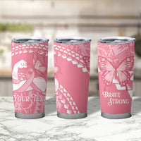 Personalised Polynesia Breast Cancer Awareness Tumbler Cup Brave Strong Butterfly Pink Ribbon LT14 - Polynesian Pride