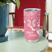 Personalised Polynesia Breast Cancer Awareness Tumbler Cup Brave Strong Butterfly Pink Ribbon LT14 - Polynesian Pride