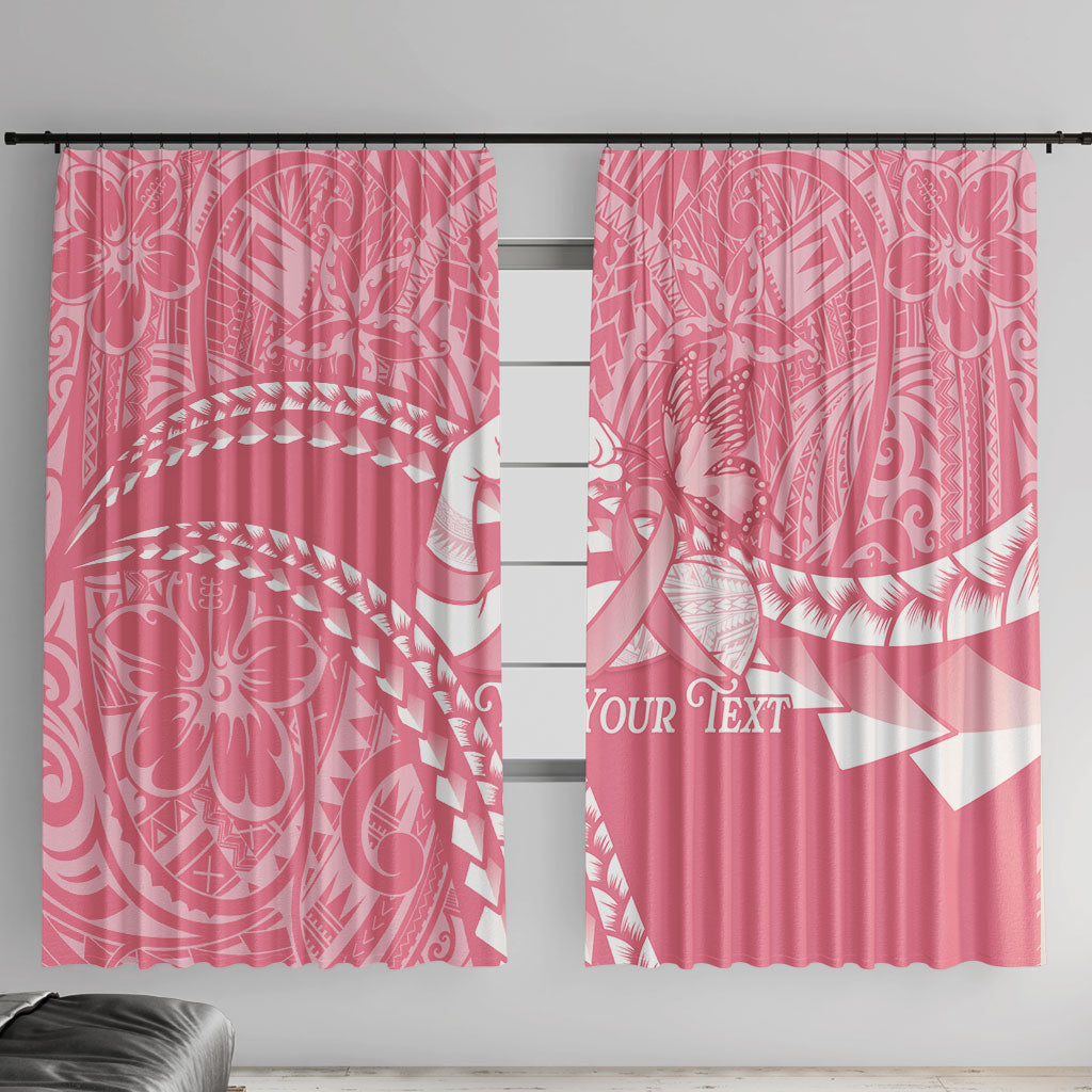 Personalised Polynesia Breast Cancer Awareness Window Curtain Brave Strong Butterfly Pink Ribbon LT14 With Hooks Pink - Polynesian Pride