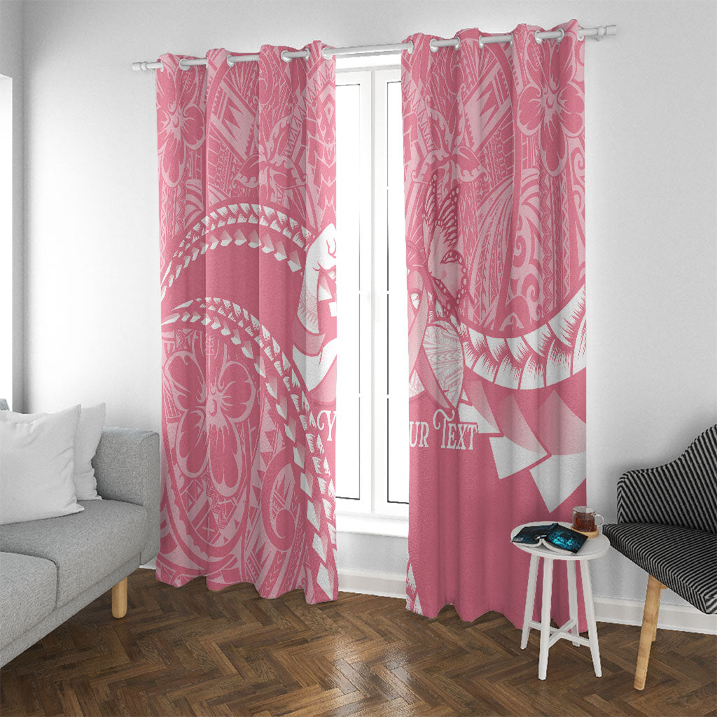 Personalised Polynesia Breast Cancer Awareness Window Curtain Brave Strong Butterfly Pink Ribbon LT14 With Grommets Pink - Polynesian Pride