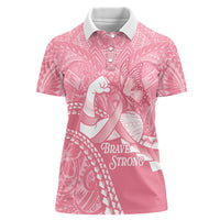 Personalised Polynesia Breast Cancer Awareness Women Polo Shirt Brave Strong Butterfly Pink Ribbon LT14 Female Pink - Polynesian Pride